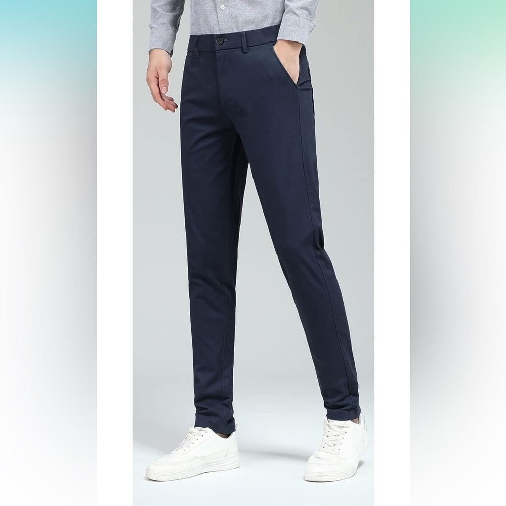 Plaid&Plain Men's Skinny Stretchy Khaki Pants Colored Pants Slim Fit Slacks